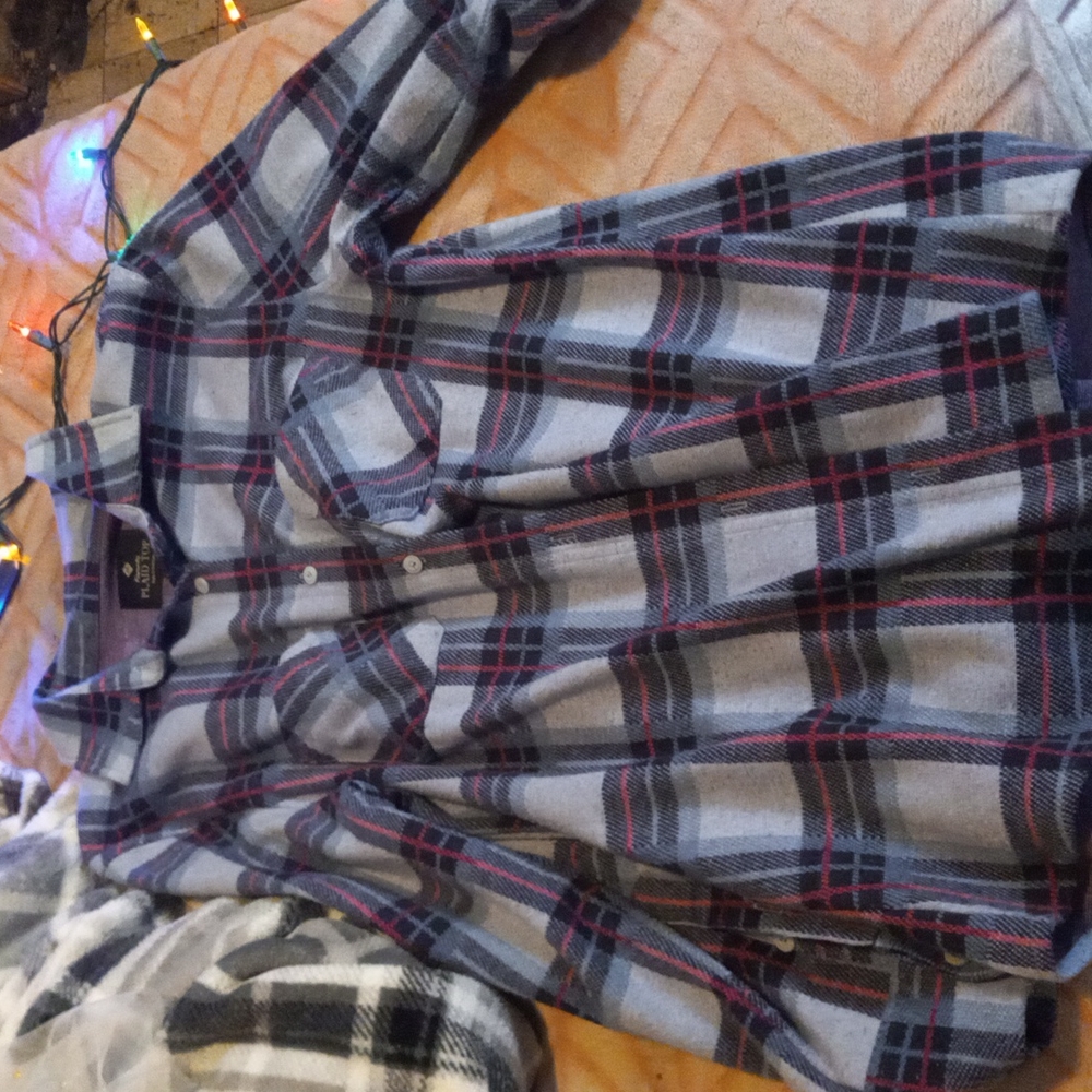 Insulated plaid button top
